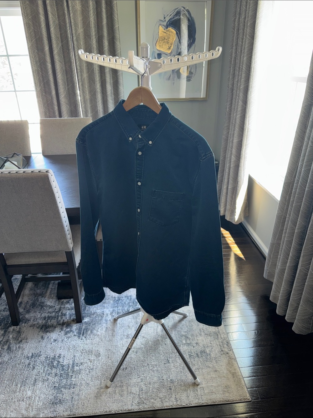 H&M Men's Dark Navy Button-Up Shirt